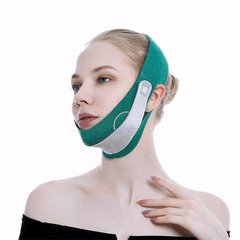 Маска-бандаж для коррекции овала лица и второго подбородка, корректирующая маска, Зелёный, Универсальный