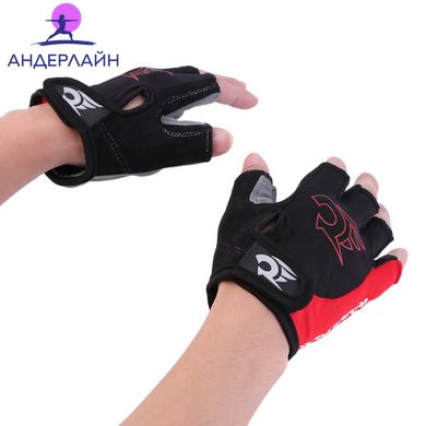 Велосипедные перчатки Robesbon гелевые беспалые велоперчатки Black-Red, Чорний, M