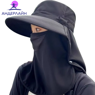 Женская солнцезащитная панама из быстросохнущей ткани UPF 50+, Black, 54&ndash;58 cm