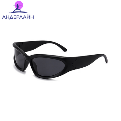 Спортивные очки Y2K с прочной оправой и защитой UV400 от солнца, Black, 146&times;124 mm