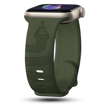 Силиконовый гравированный ремешок Geekthink для Apple Watch, Зелёный, 38/40/41/42 mm (Series 10)