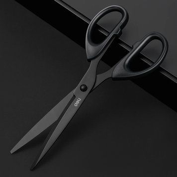 Профессиональные офисные ножницы Deli с острыми чернеными лезвиями из нержавеющей стали, Black, S (180 mm)