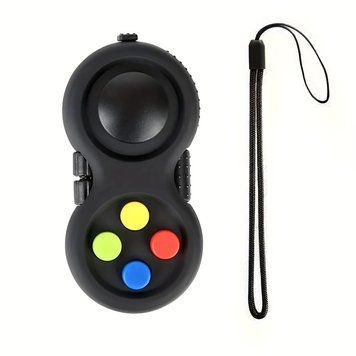 Брелок-антистресс Fidget Pad в виде игрового контроллера с джойстиком и 8 подвижными элементами, Black-A, 7.5&times;3.5 cm