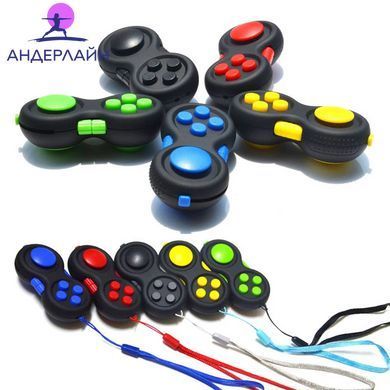 Брелок-антистрес Fidget Pad у вигляді ігрового контролера з джойстиком та 8 рухомими елементами, Black-A, 7.5&times;3.5 cm