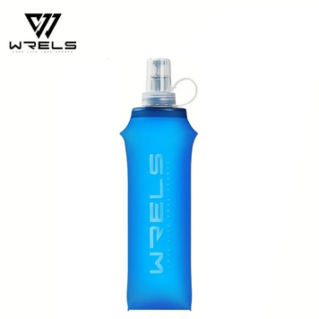 Складная бутылка для воды WRELS из пищевого TPU для активного отдыха, Синій, 500 ml