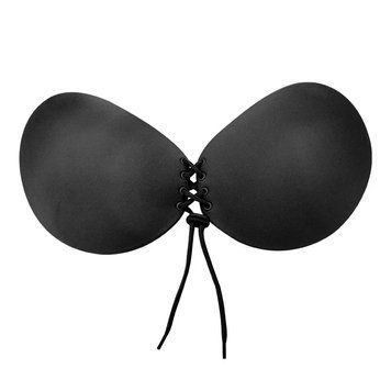 Самоклеящийся бюстгальтер-невидимка Fly Bra со шнуровкой для эффекта Push-Up, Black, A