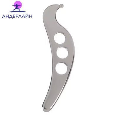 Блейд-скребок Гуаша из нержавеющей стали с 3 отверстиями для пальцев для массажа лица и тела