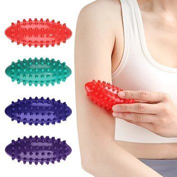 Овальный массажный мяч с текстурными шипами для расслабления мышц, Red, 11 cm
